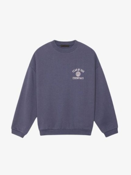 Essentials Marine Fleece Crew Neck Blue Sweatshirt